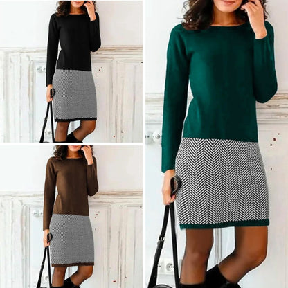 Elegant dress with houndstooth hem