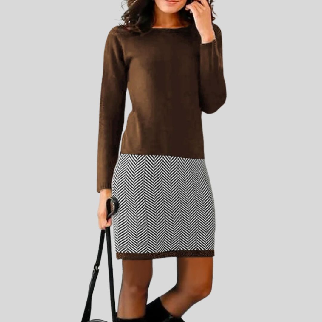 Elegant dress with houndstooth hem