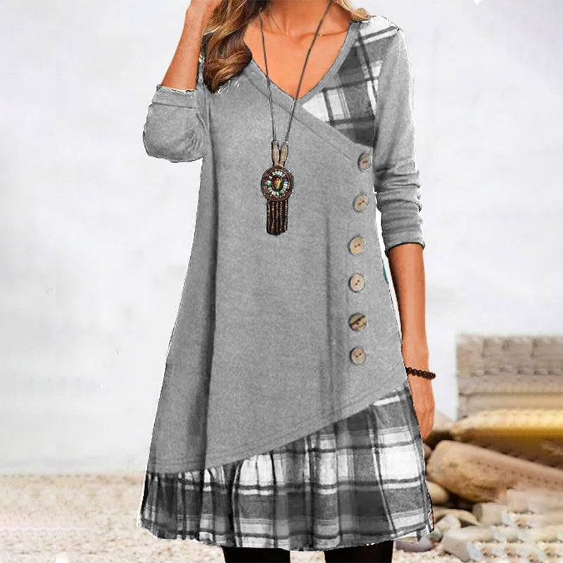 Long-sleeved plaid dress