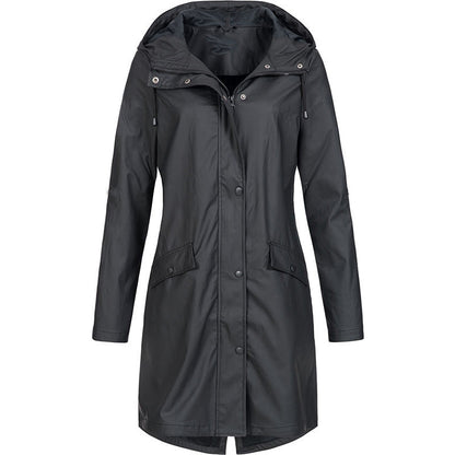 Velina Moda | Women's raincoat with hood & adjustable waistband, waterproof