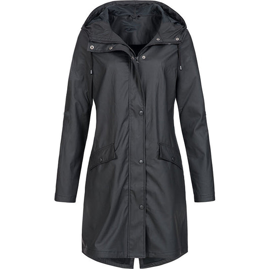 Velina Moda | Women's raincoat with hood & adjustable waistband, waterproof