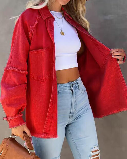 Velina Moda | Edge Patchwork Pocket Denim Jacket