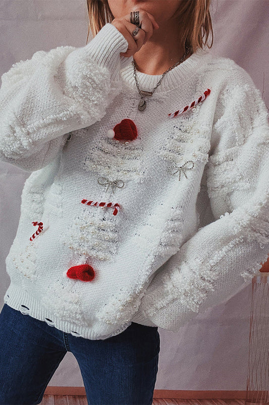 Velina Moda | Christmas Pattern Knitted Round Neck Long Sleeve Sweater