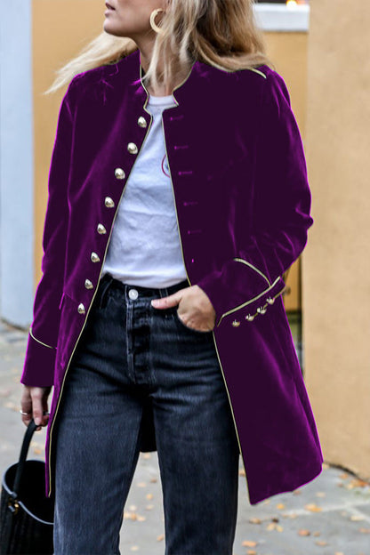 Velina Moda | Velvet Patchwork Multi-Button Women'S Jacket