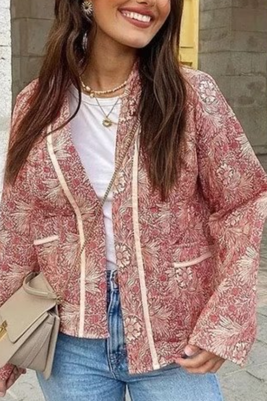 Velina Moda | Fashion Versatile Printed Cardigan Long Sleeve Cotton Jacket