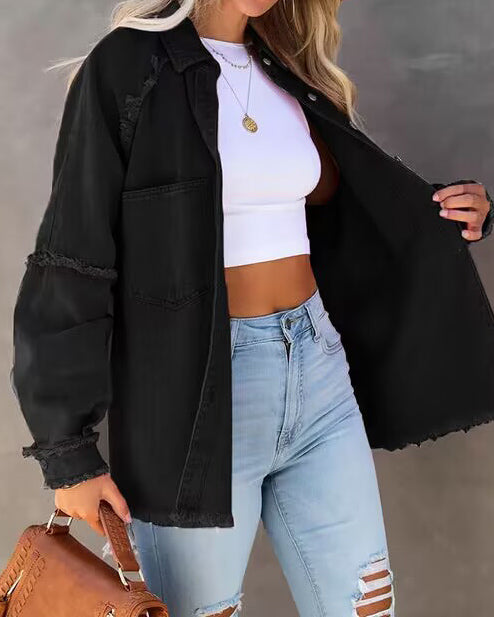 Velina Moda | Edge Patchwork Pocket Denim Jacket