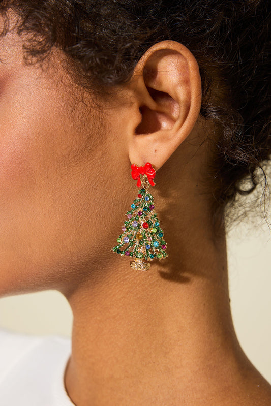 Velina Moda | Rhinestone Christmas Tree Shaped Earrings
