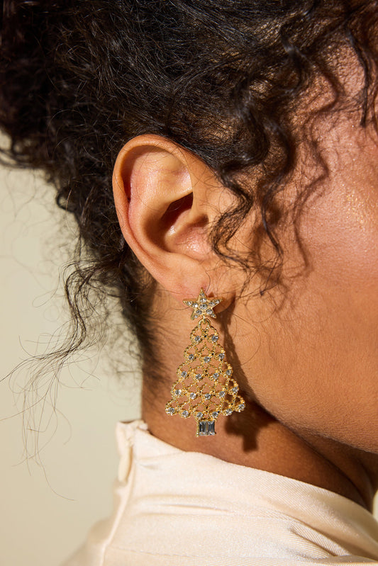 Velina Moda | Faux Diamond Christmas Tree Shaped Earrings