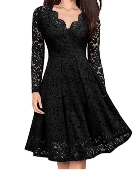Lace dress with V-neckline - Lara