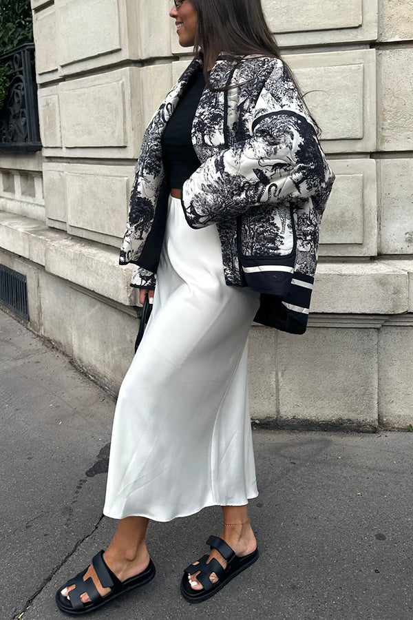 Velina Moda | Songs Porcelain Ink Printed Bag Quilted Cotton Kimono Jacket