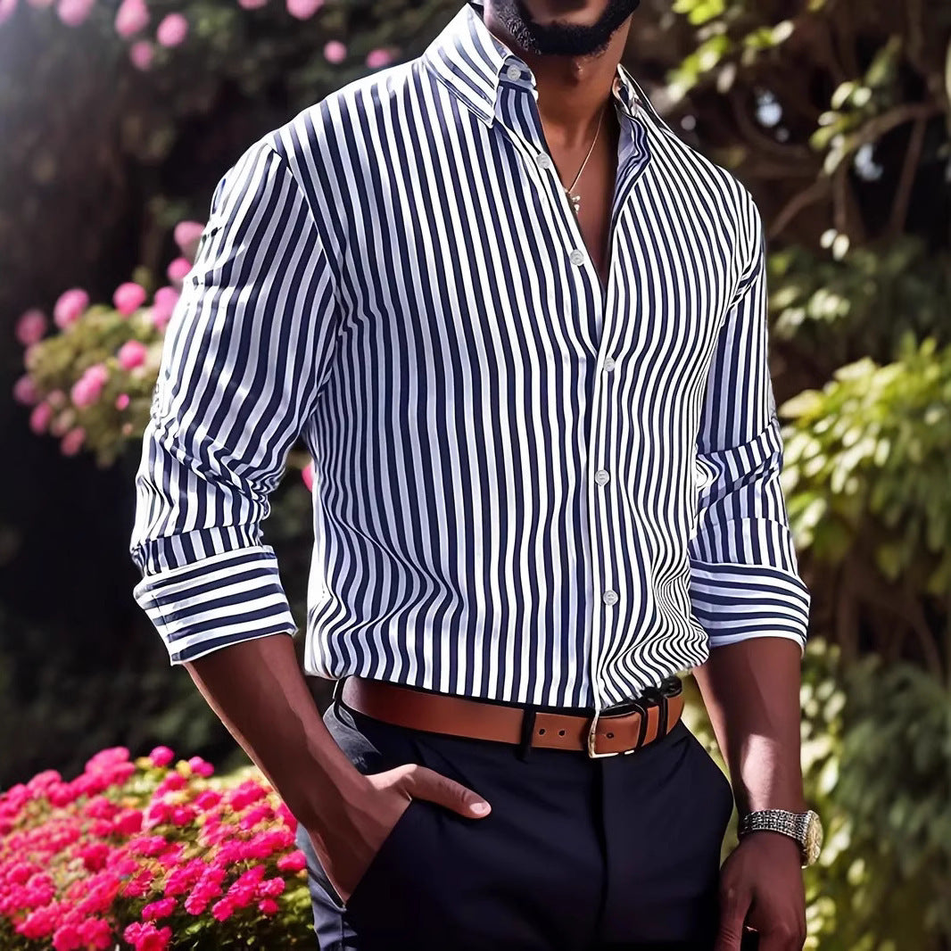 Roma – Vertical striped shirt with classic collar