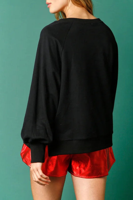 Velina Moda | Christmas Gingerbread Man Sequins Long Sleeve Sweatshirt