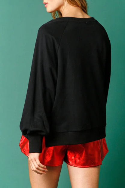Velina Moda | Christmas Gingerbread Man Sequins Long Sleeve Sweatshirt
