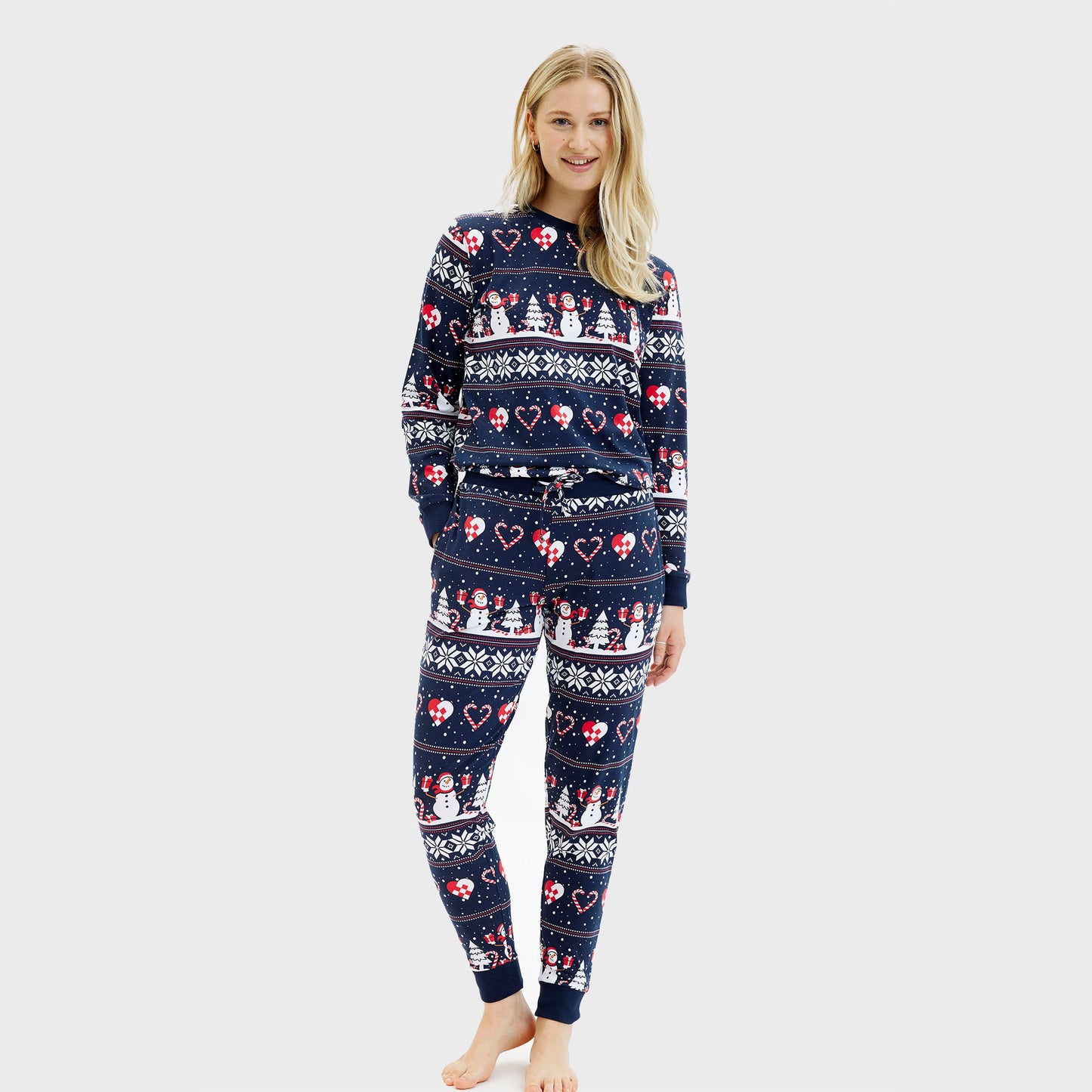 Velina Moda | Christmas Heart Christmas Pajamas Navy Women
