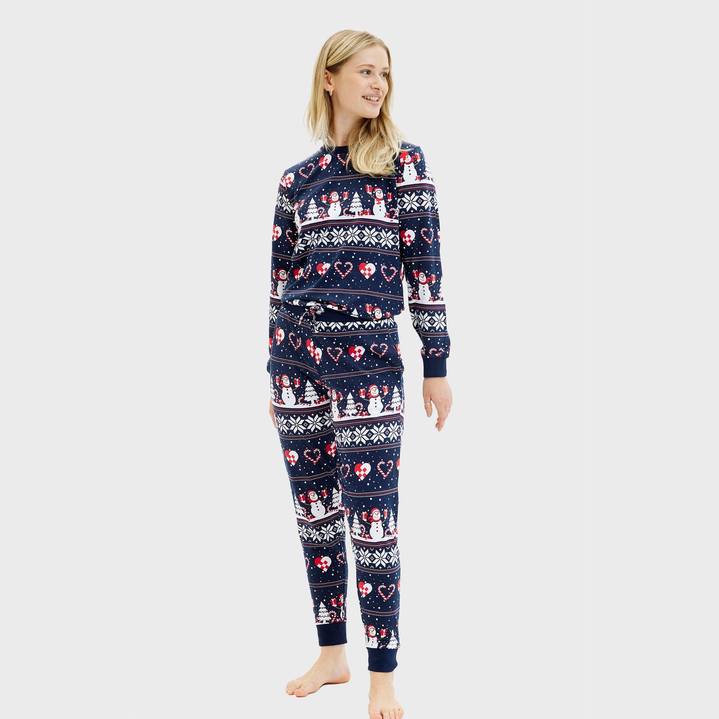 Velina Moda | Christmas Heart Christmas Pajamas Navy Women