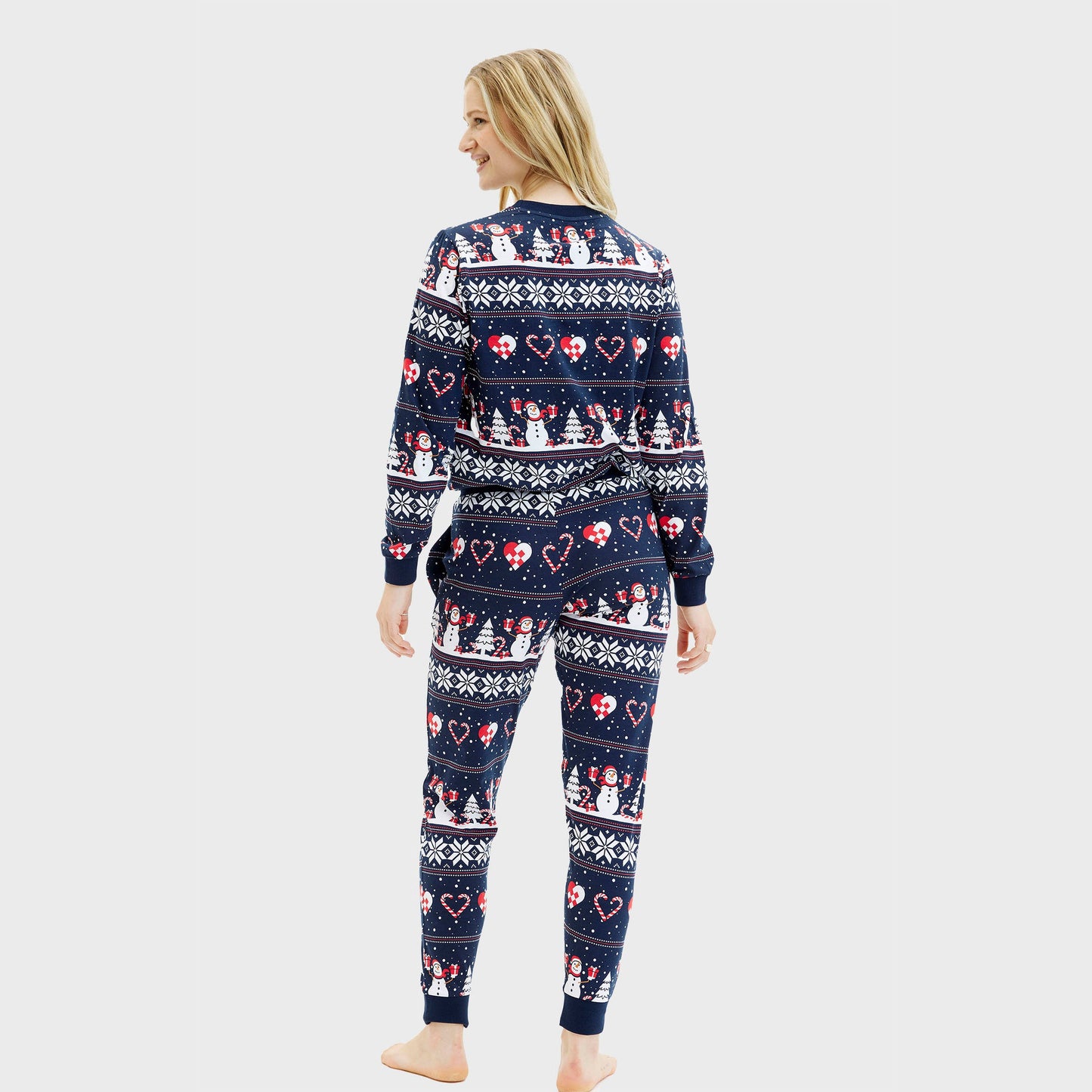 Velina Moda | Christmas Heart Christmas Pajamas Navy Women