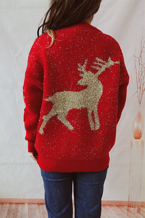 Velina Moda | Christmas Pattern Knitted Round Neck Long Sleeve Sweater