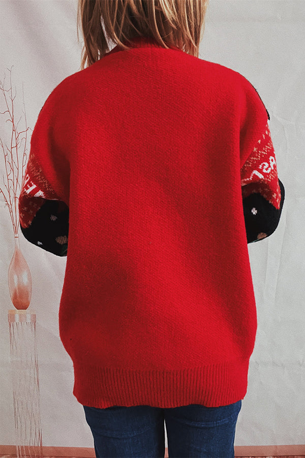 Velina Moda | Christmas Pattern Knitted Round Neck Long Sleeve Sweater