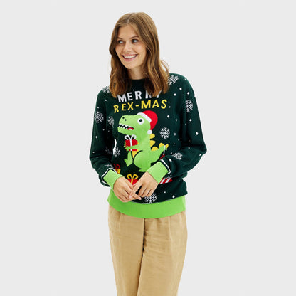 Velina Moda | Funny Dino Christmas Sweater Women