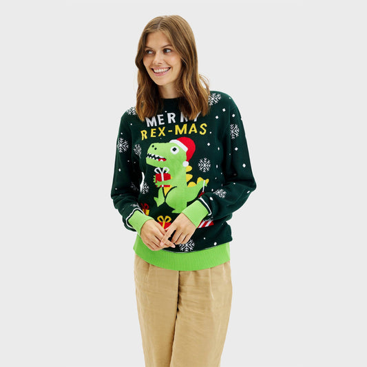 Velina Moda | Funny Dino Christmas Sweater Women