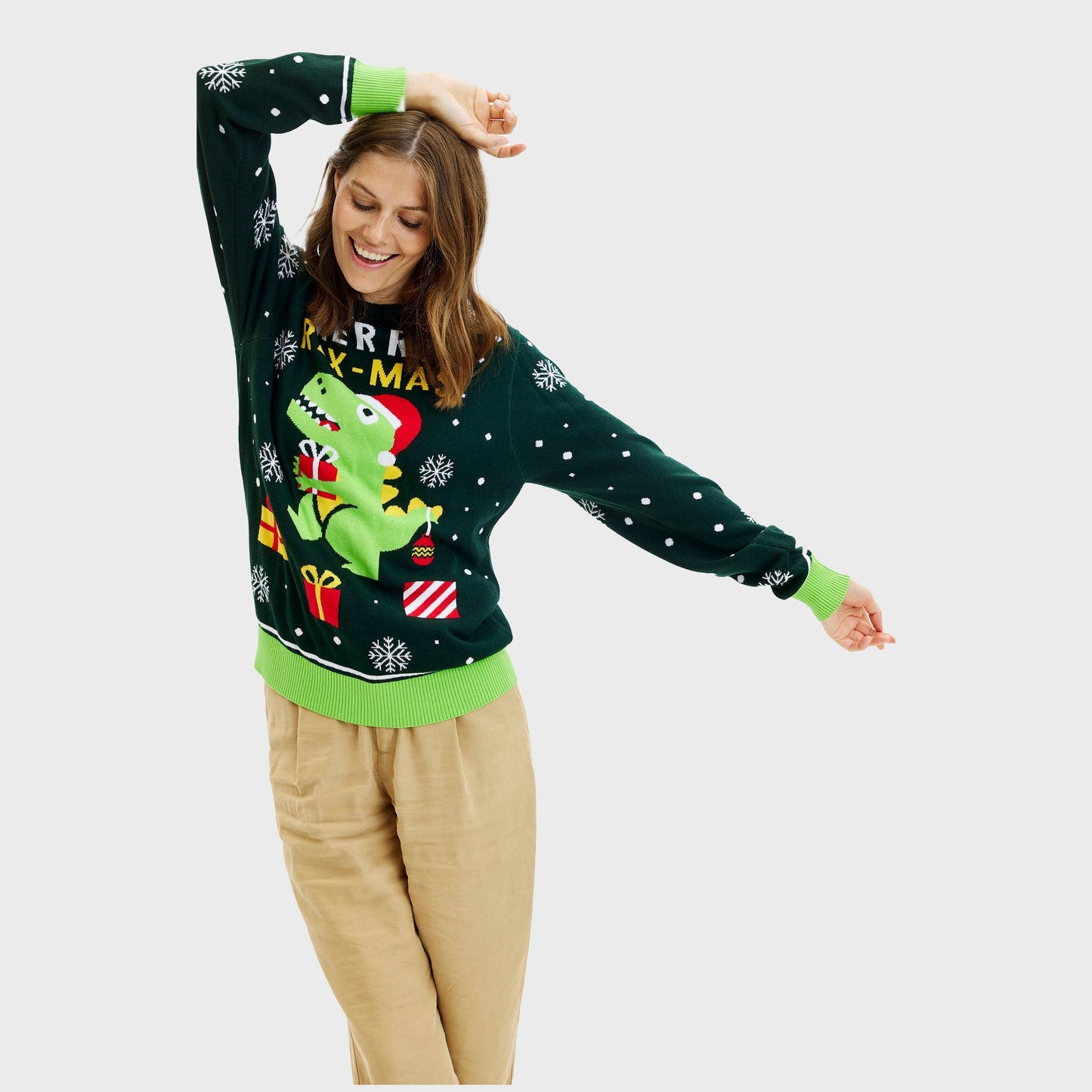 Velina Moda | Funny Dino Christmas Sweater Women
