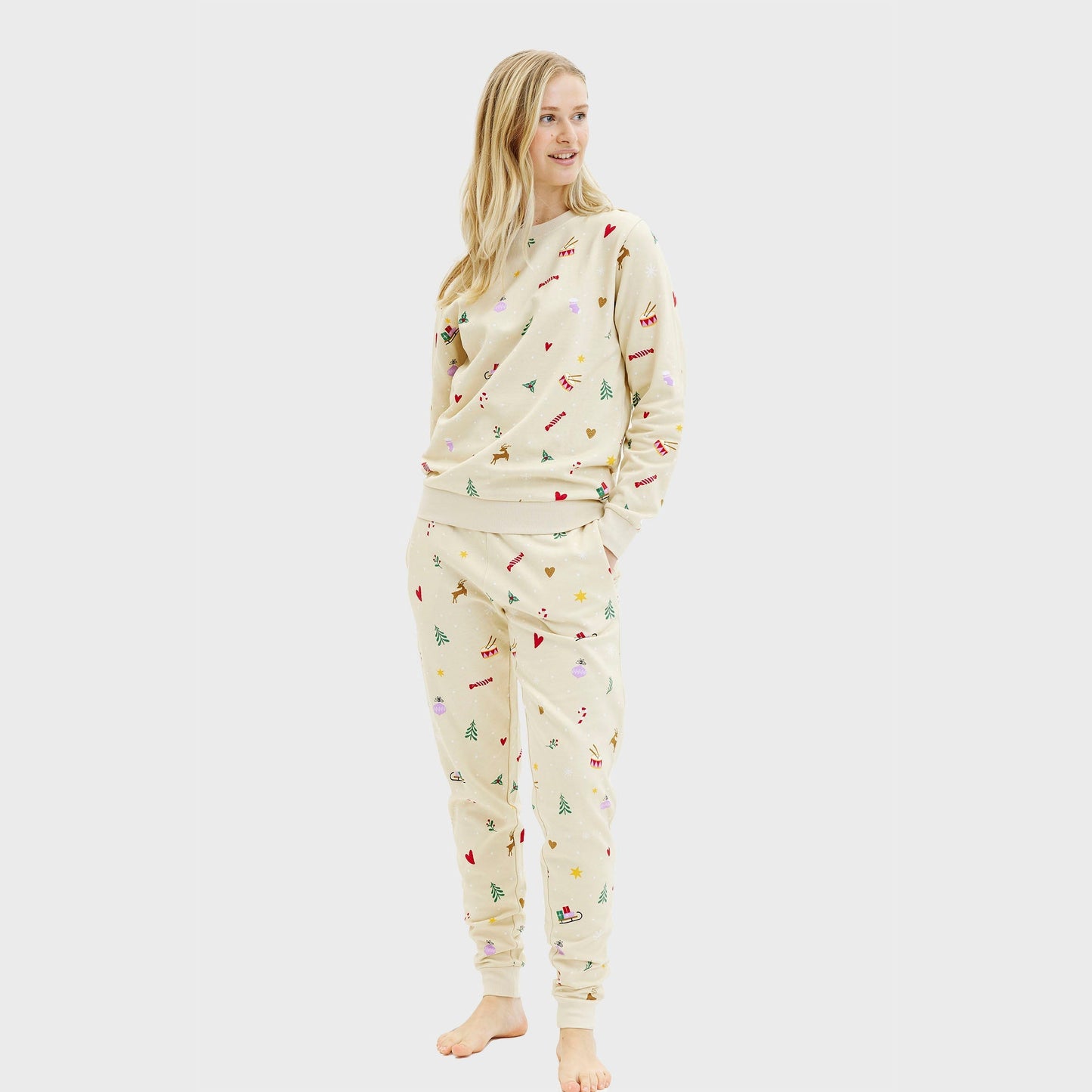Velina Moda | Christmas Sweat Set Beige Women's