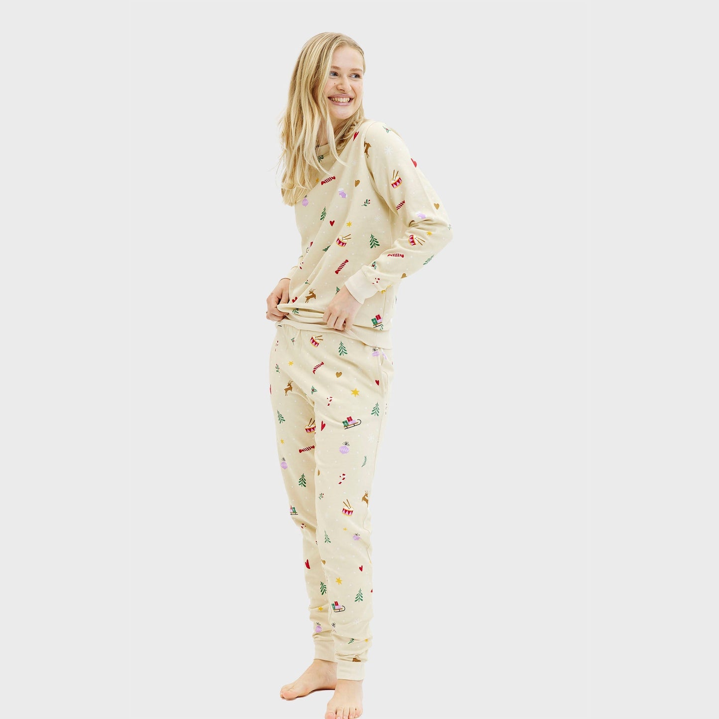 Velina Moda | Christmas Sweat Set Beige Women's