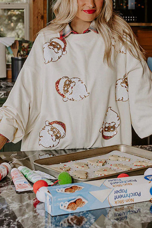 Velina Moda | Santa Claus Sequins Casual Loose Sweatshirt