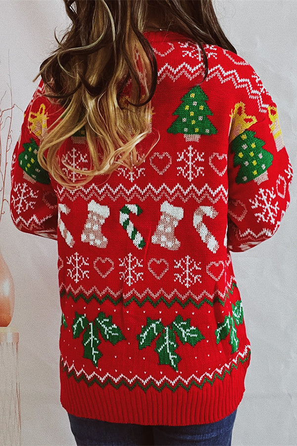 Velina Moda | Christmas Pattern Knitted Round Neck Long Sleeve Sweater