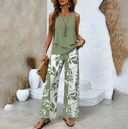 Isla – Two-piece striped set with flowing pants