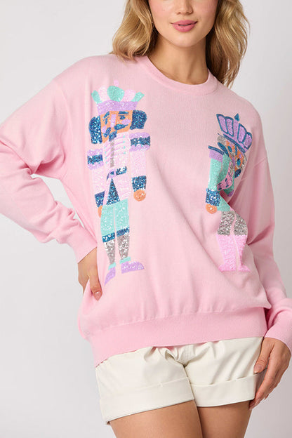 Velina Moda | Christmas Soldier Sequin Fashion Casual Sweatshirt