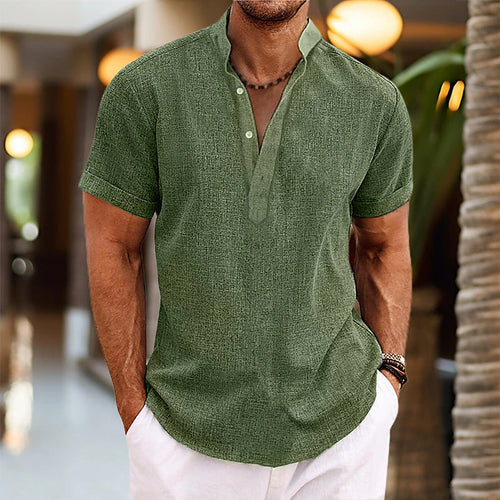 Leo – Linen shirt with Mandarin collar and buttons