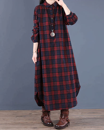 Long plaid shirt dress