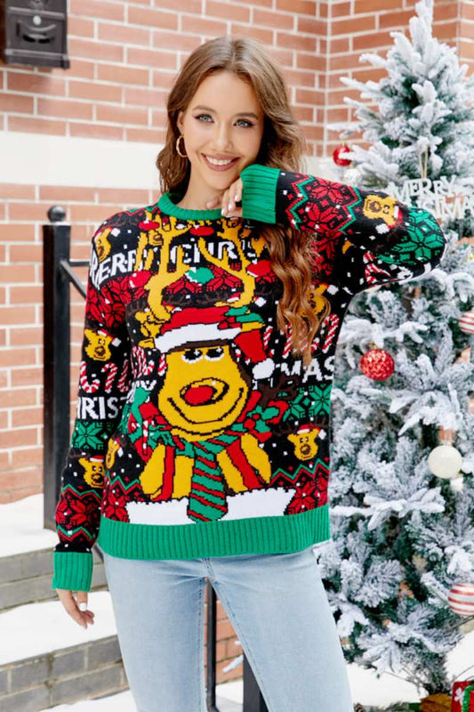 Velina Moda | Christmas Cartoon Reindeer Sweater