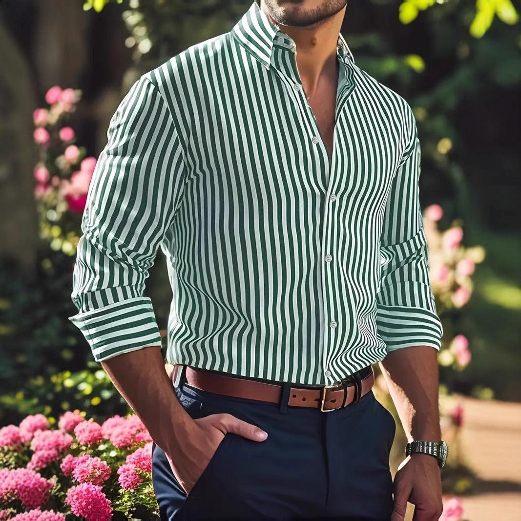 Roma – Vertical striped shirt with classic collar