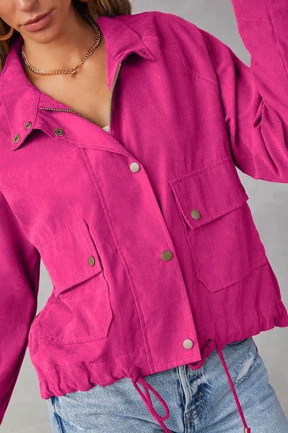 Velina Moda | Checked Lapel Double-Button Two-Pocket Midi Jacket