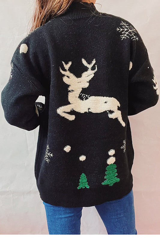 Velina Moda | Christmas Pattern Knitted Round Neck Long Sleeve Sweater