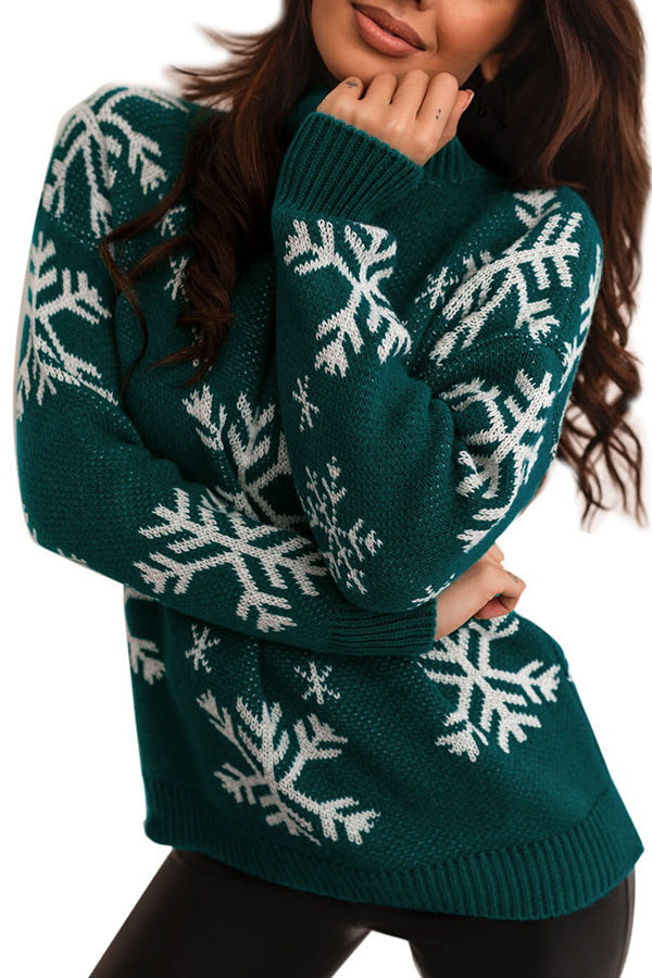 Velina Moda | Turtleneck Christmas Print Knitted Sweater