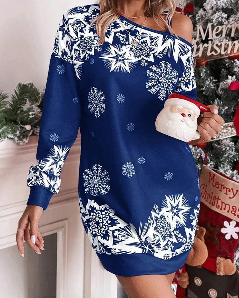 Velina Moda | Asymmetrical Shoulder Christmas Dress