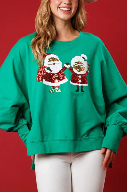 Velina Moda | Santa Sequins Casual Loose Long Sleeve Sweatshirt