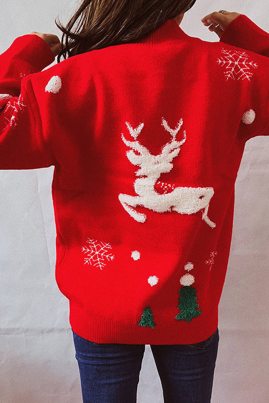 Velina Moda | Christmas Pattern Knitted Round Neck Long Sleeve Sweater