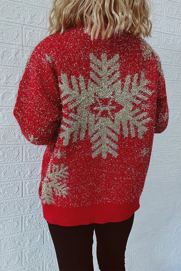 Velina Moda | Christmas Pattern Knitted Round Neck Long Sleeve Sweater