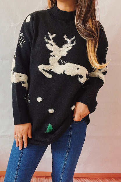 Velina Moda | Christmas Pattern Knitted Round Neck Long Sleeve Sweater
