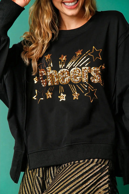 Velina Moda | Christmas Sequins Casual Round Neck Long Sleeve Sweatshirt