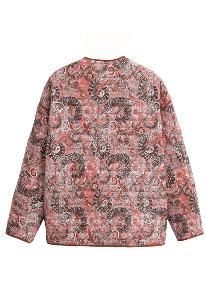 Velina Moda | Print Loose V-Neck Cardigan Cotton Jacket