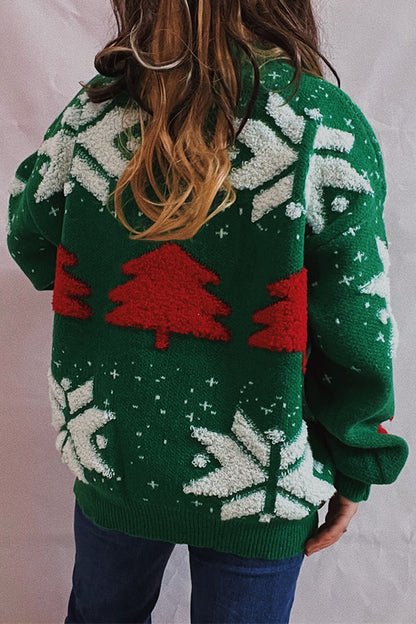 Velina Moda | Christmas Pattern Knitted Round Neck Long Sleeve Sweater
