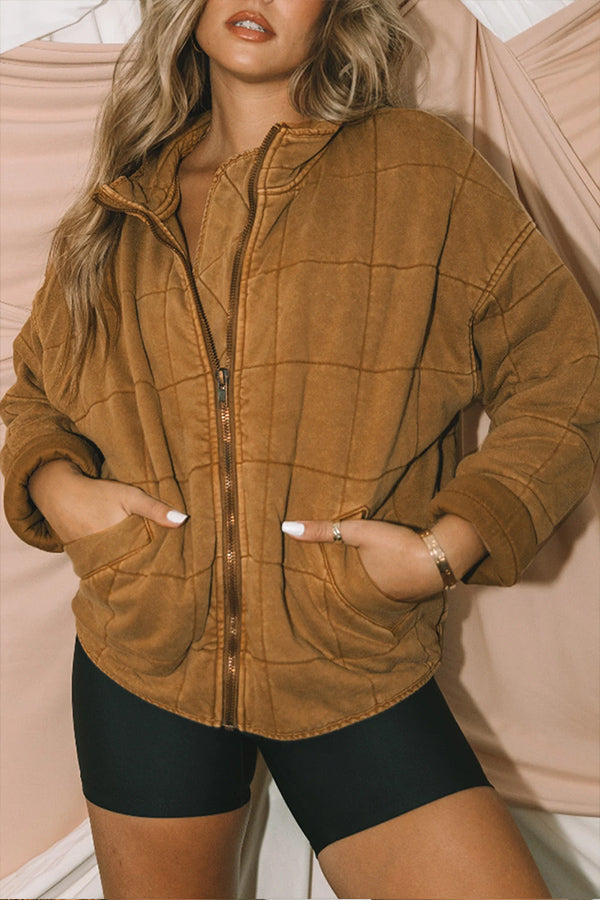 Velina Moda | Attached Pocket Quilted Jacket Crop