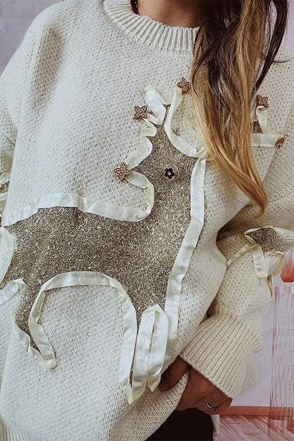 Velina Moda | Christmas Pattern Knitted Round Neck Long Sleeve Sweater