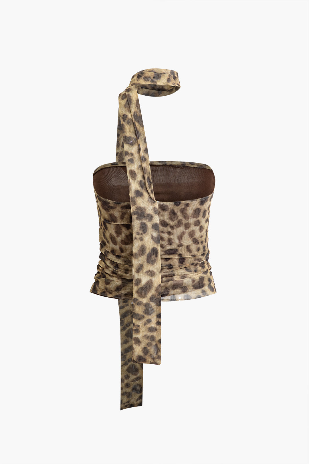 Halter top net with leopard print