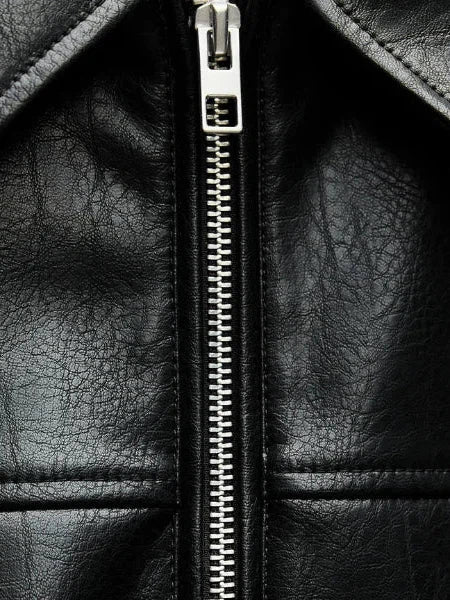 Velina Moda | Faux Leather Bomber Jacket